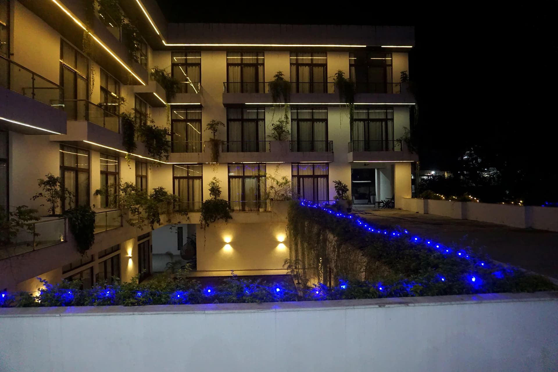 The ashram at night