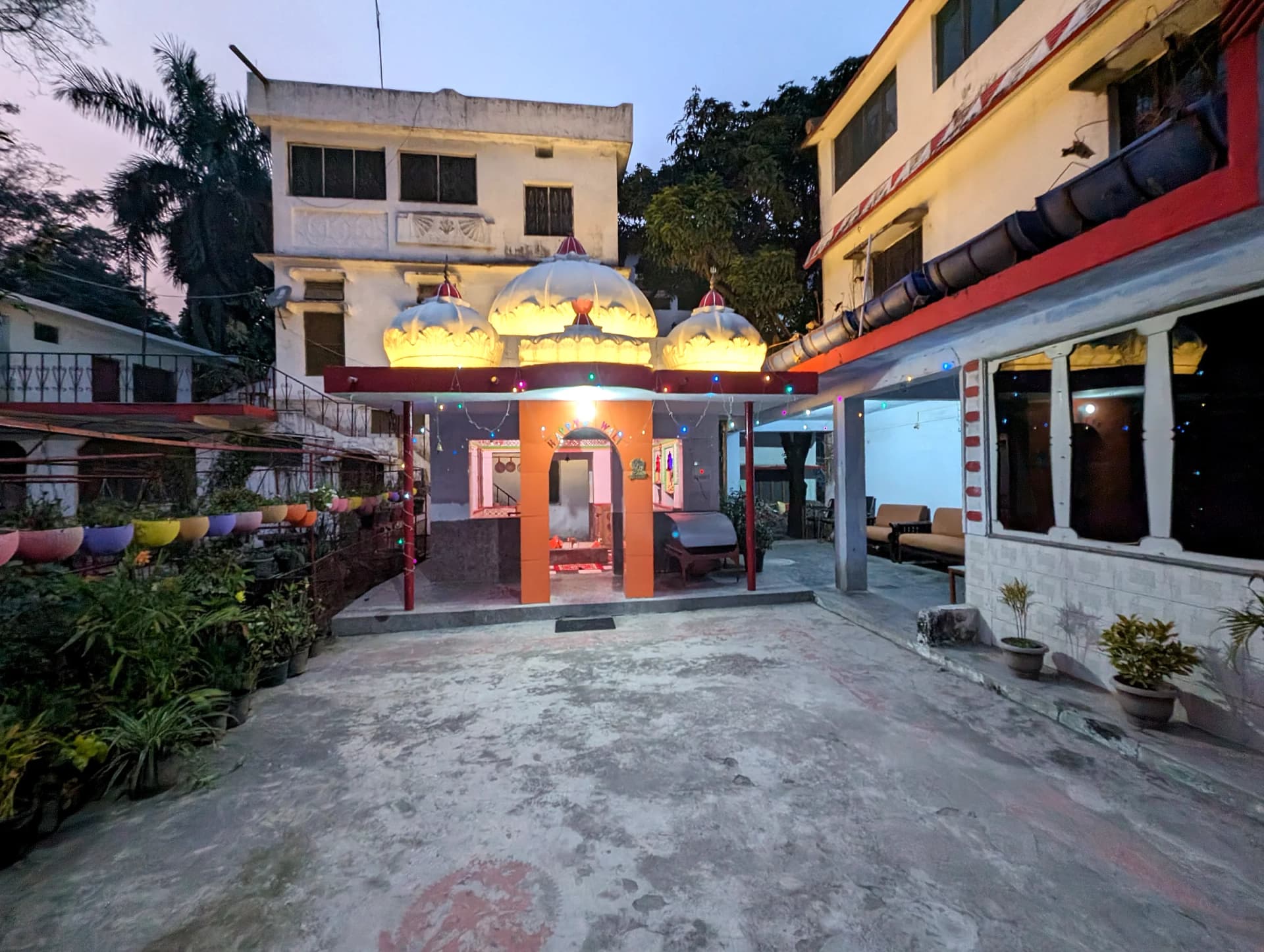 A temple courtyard near Rishikesh